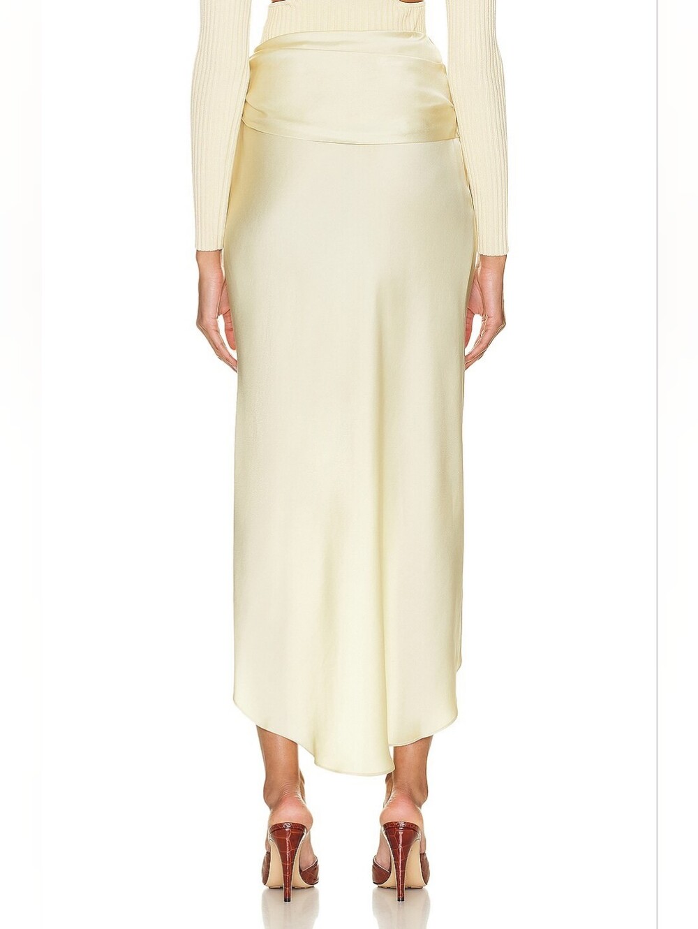 Simkhai Elisabetta Classic Draped Tie-Waist Midi Skirt in Yellow, Size 4 - Picture 6 of 17
